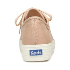Keds Triple Kick Peach Iridescent Leather Lace-Up Platform Tennis Sneaker -Walking On A Cloud kedtripleki13c