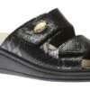 Black Snakeskin Slide Wedge Sandal -Walking On A Cloud lady157501