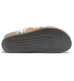 Mephisto Hannel Copacabana Camel Waxy Leather Slide Sandal -Walking On A Cloud mephannel06d