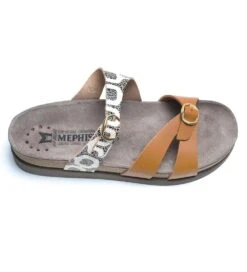 Mephisto Hannel Copacabana Camel Waxy Leather Slide Sandal -Walking On A Cloud mephannel06e