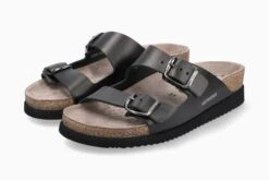 Mephisto Harmony Black Leather Slide Sandal -Walking On A Cloud mepharmony01d