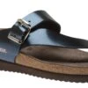Mephisto Helen Blue Metallic Leather Thong Sandal -Walking On A Cloud mephelen35
