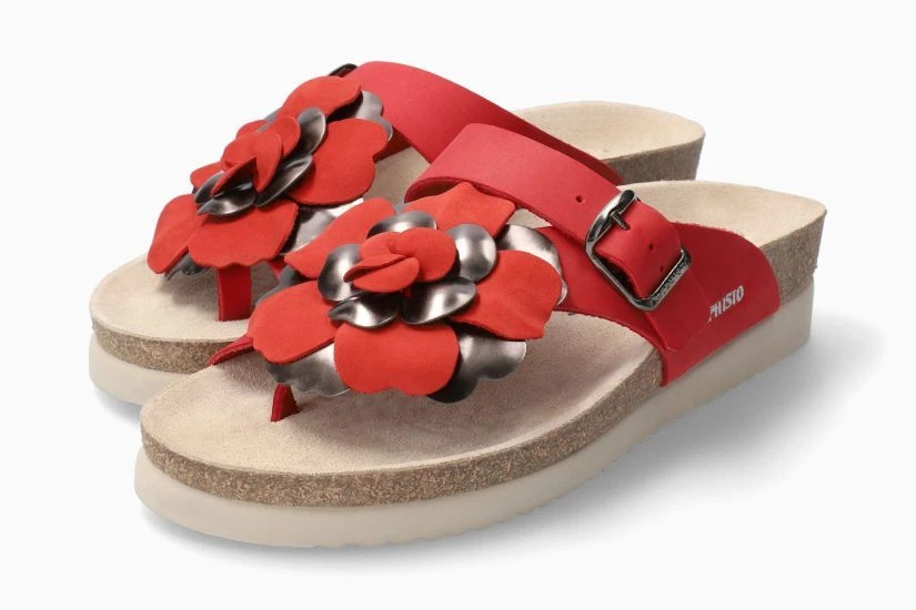 Mephisto Helen Flower Red Thong Sandal 5 Mephisto Helen Flower Red Thong Sandal - Image 3