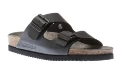 Mephisto Nerio Black Scratch Leather Slide Sandal