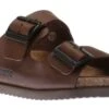 Mephisto Nerio Scratch Brown Leather Slide Sandal -Walking On A Cloud mepnerio02