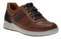 Mephisto Vito Chesnut Brown Navy Leather Lace-Up Sneaker