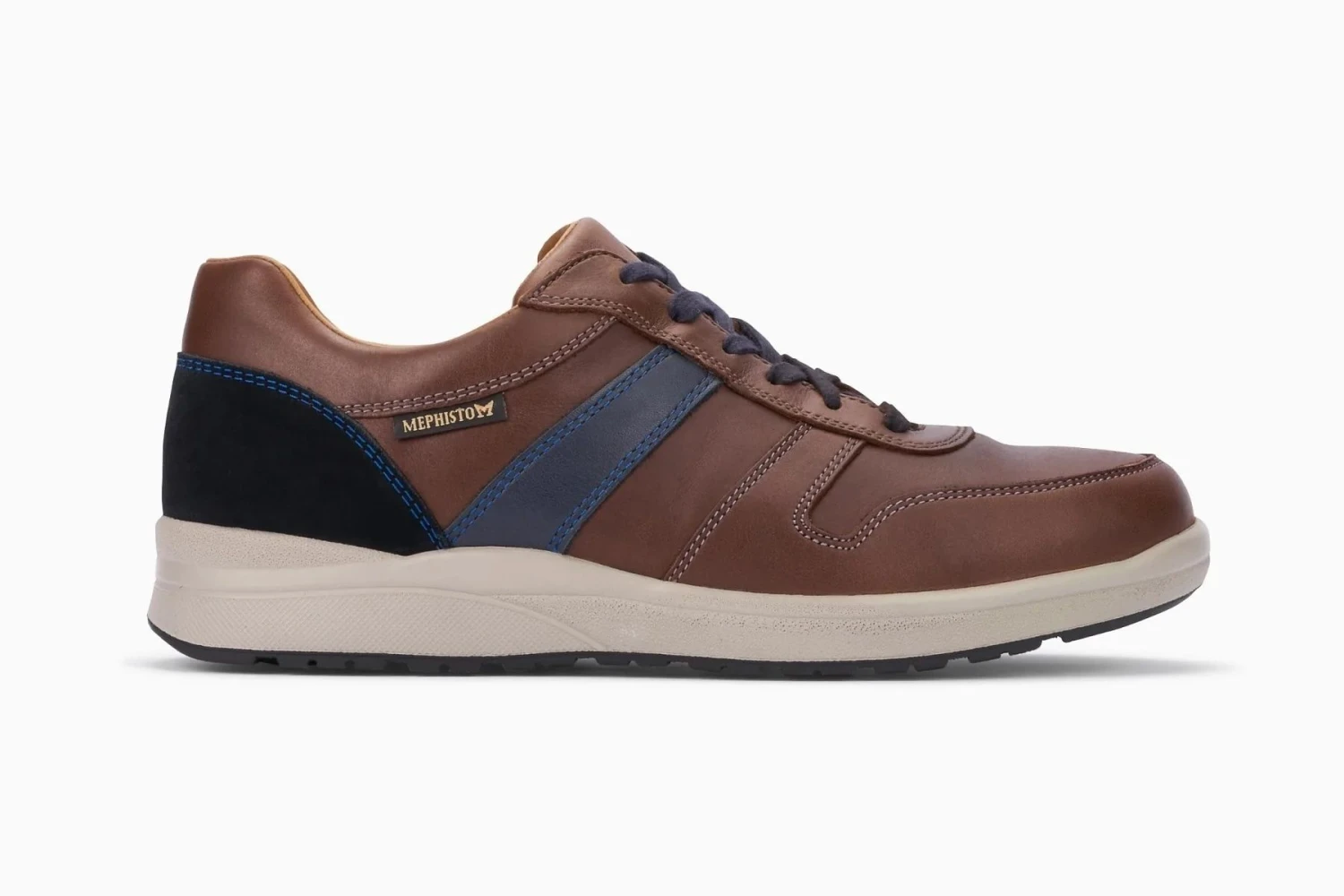 Mephisto Vito Chesnut Brown Navy Leather Lace-Up Sneaker 4 Mephisto Vito Chesnut Brown Navy Leather Lace-Up Sneaker - Image 2