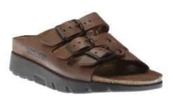 Mephisto Zach Unisex Brown Scratch Leather Slide Sandal