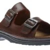 Mikael Buffalo Brown Leather Slide Sandal