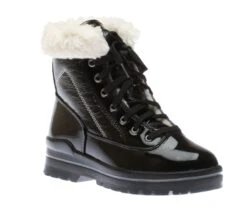 Olang Rimini Lace-Up Black Patent Winter Ankle Boot -Walking On A Cloud olarimini01