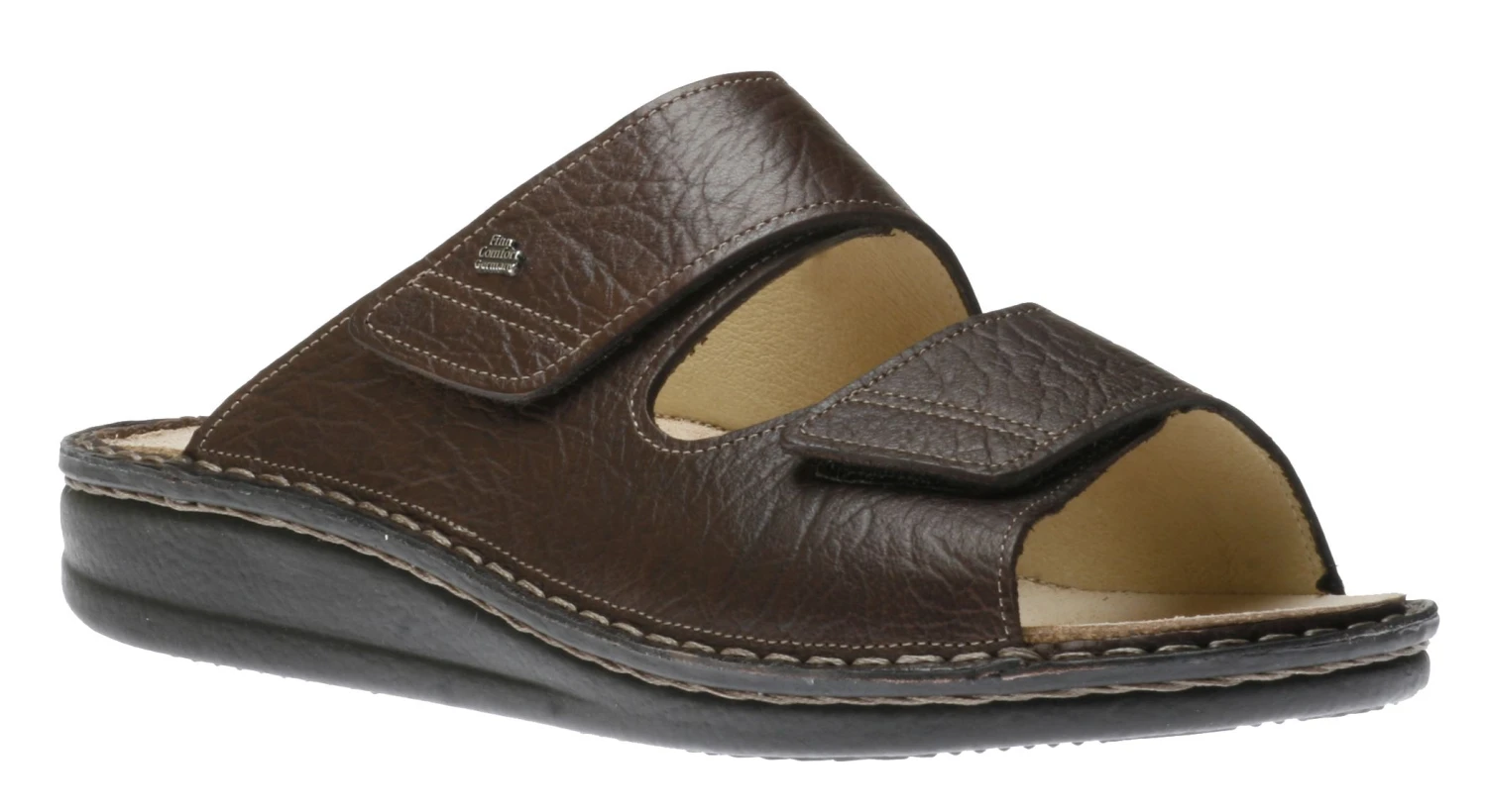 Finn Comfort Riad Men's Brown Leather Slide Sandal 3 Finn Comfort Riad Men's Brown Leather Slide Sandal