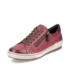 Remonte Ottawa Burgundy Leather Zipper Lace-Up Sneaker -Walking On A Cloud remd070035e