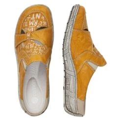 Remonte Massa Yellow Leather Slip-On Mule -Walking On A Cloud remd385168a