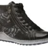 Remonte Ottawa Black Print Lace-Up Ankle Sneaker -Walking On A Cloud remr148402