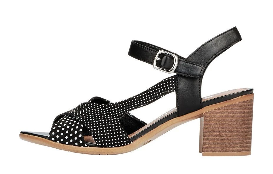 Remonte Talamon Black White Polka Dot Block Heel Sandal 4 Remonte Talamon Black White Polka Dot Block Heel Sandal - Image 2