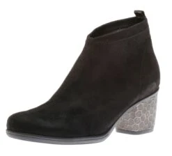 Remonte Microstretch Black Embossed Heel Ankle Boot