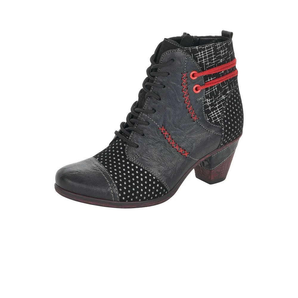 Remonte Ottawa Black Red Print Ankle Boot 3 Remonte Ottawa Black Red Print Ankle Boot