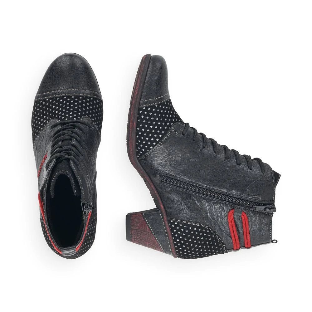 Remonte Ottawa Black Red Print Ankle Boot 4 Remonte Ottawa Black Red Print Ankle Boot - Image 2