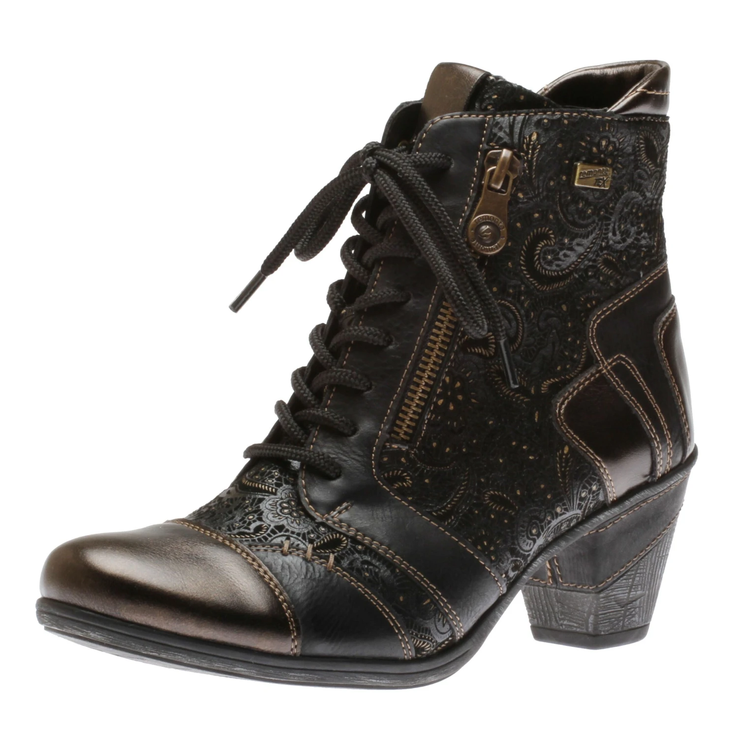 Remonte Australia Black Bronze Paisley Ankle Boot 3 Remonte Australia Black Bronze Paisley Ankle Boot