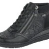 Remonte Korfu Black Paisley Wedge Ankle Boot