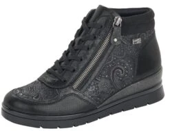 Remonte Korfu Black Paisley Wedge Ankle Boot