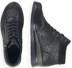 Remonte Korfu Black Paisley Wedge Ankle Boot -Walking On A Cloud rier077003b