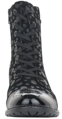 Remonte Largo Black Grey Polka Dot Lace-Up Ankle Boot -Walking On A Cloud rier330902b