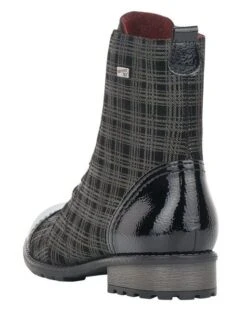 Remonte Largo Black Grey Tartan Ankle Dress Boot -Walking On A Cloud rier330903c