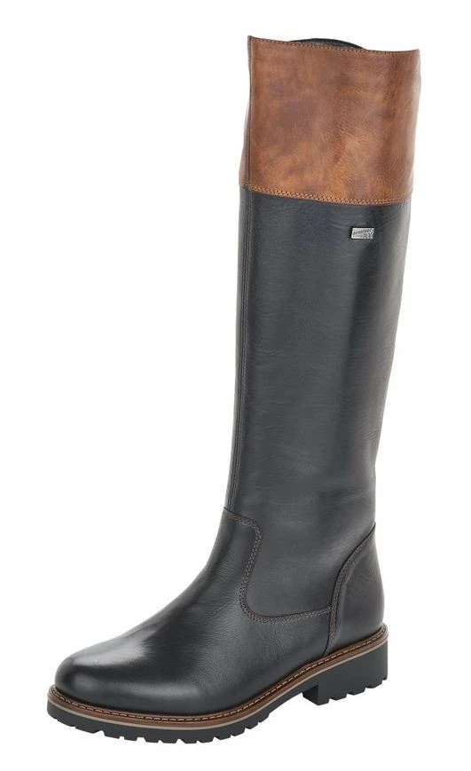 Remonte Cristallino Black Brown Leather Tall Boot 3 Remonte Cristallino Black Brown Leather Tall Boot