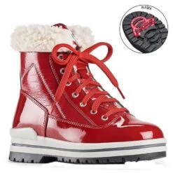Olang Rimini Lace-Up Red Patent Winter Ankle Boot