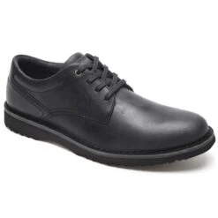 Rockport Cabot Black Nubuck Leather Plain Toe Lace-Up Derby Shoe