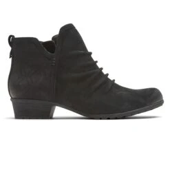 Rockport Gratasha 2 Panel Black Ruched Leather Ankle Boot 8 Rockport Gratasha 2 Panel Black Ruched Leather Ankle Boot -Walking On A Cloud rocgratashap221c