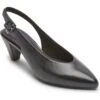 Rockport Saleya Black Leather Dress Slingback Pump -Walking On A Cloud rocsaleyas01