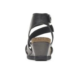 Rockport Shona Black Metallic Leather Asymmetrical Cuff Wedge Sandal -Walking On A Cloud rocshonaas01c