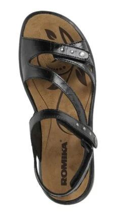 Ibiza 70 Black Leather Asymmetrical Sandal -Walking On A Cloud rom16070 24100e