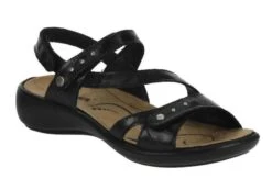 Ibiza 70 Black Leather Asymmetrical Sandal -Walking On A Cloud rom16070 24100g