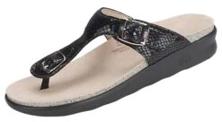 Sanibel Black Snake Thong Sandal -Walking On A Cloud sassanibel31c