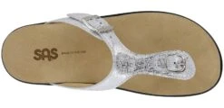 Sanibel Shiny Silver Thong Sandal -Walking On A Cloud sassanibel35b