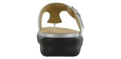 Sanibel Shiny Silver Thong Sandal -Walking On A Cloud sassanibel35c