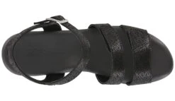 Savannah Black Leather Heel Strap Sandal -Walking On A Cloud sassavannah01b