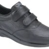 Vto Black Leather Velcro Walking Shoe -Walking On A Cloud sasvto001