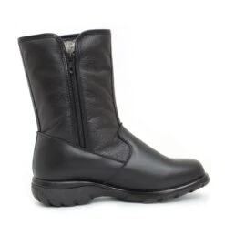 Shield Black Leather Mid-Calf Winter Boot -Walking On A Cloud tenshield01h
