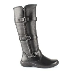 Gabrielle 2 Wide Calf Black Leather Tall Boot -Walking On A Cloud wangabrielle201c
